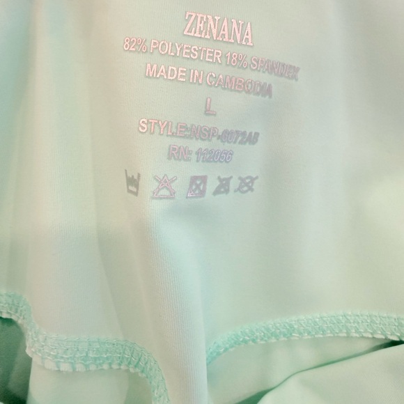 Zenana Mint Turquoise aqua High-Waisted Yoga Leggings with Pockets Large - Picture 4 of 4